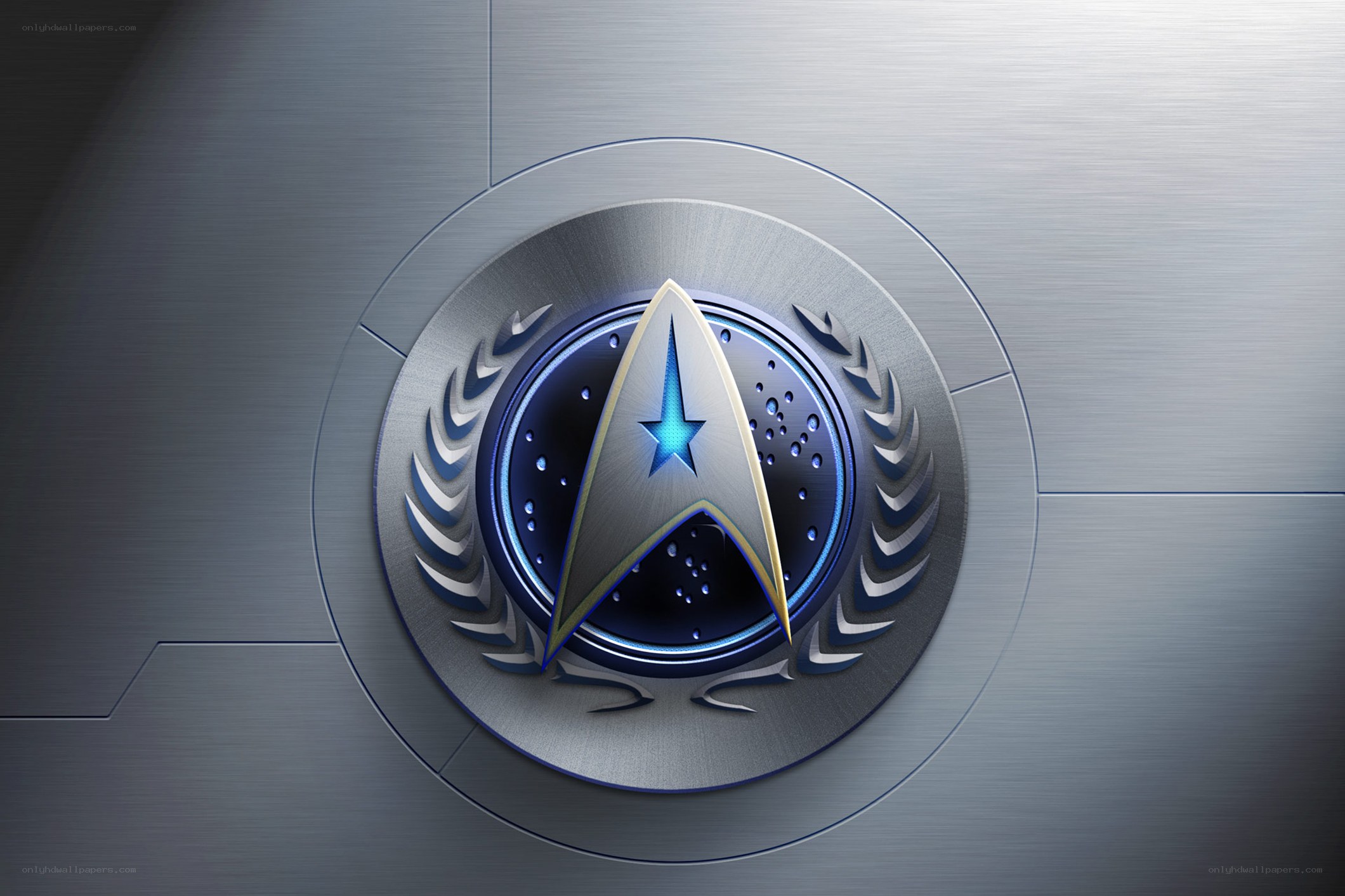 Starfleet insignia on metal