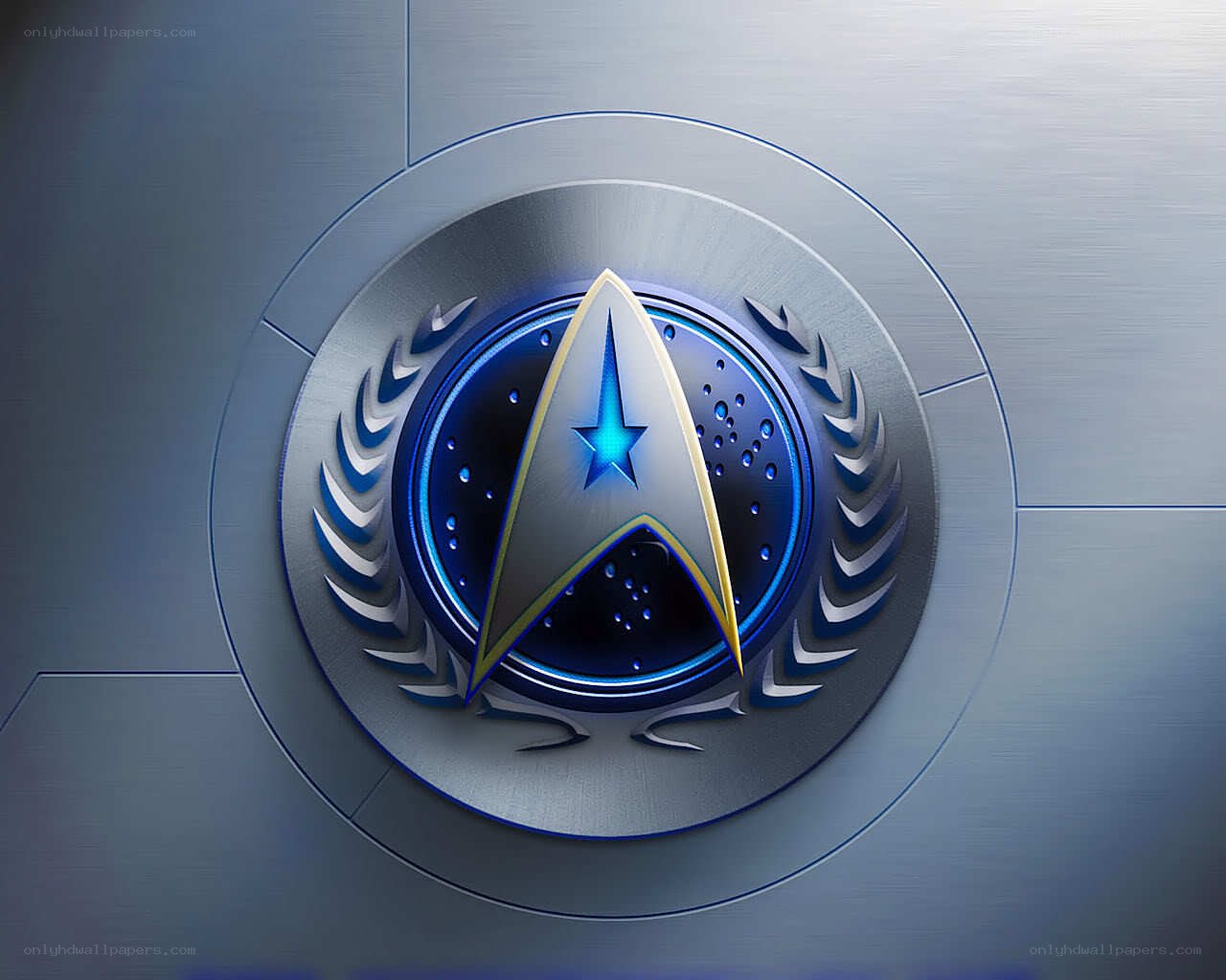 Starfleet insignia on metal