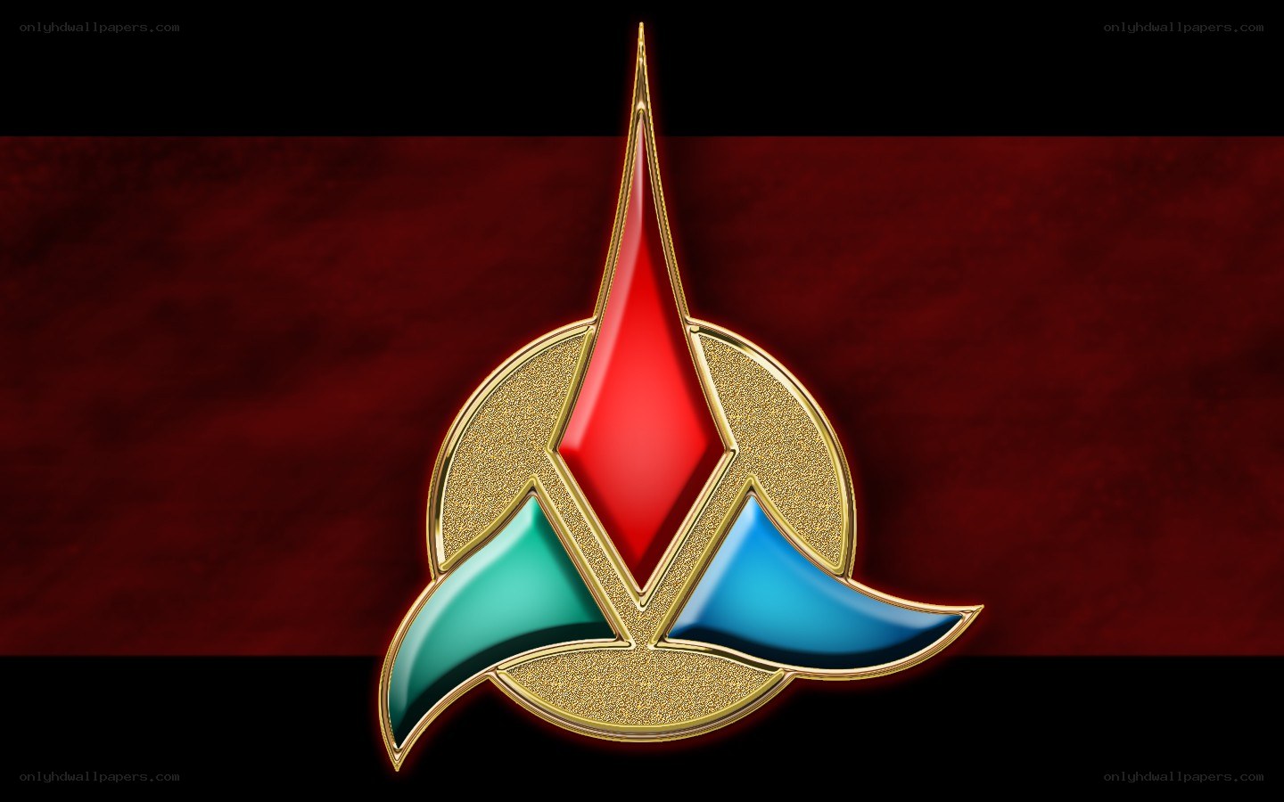 Starfleet insignia on red background