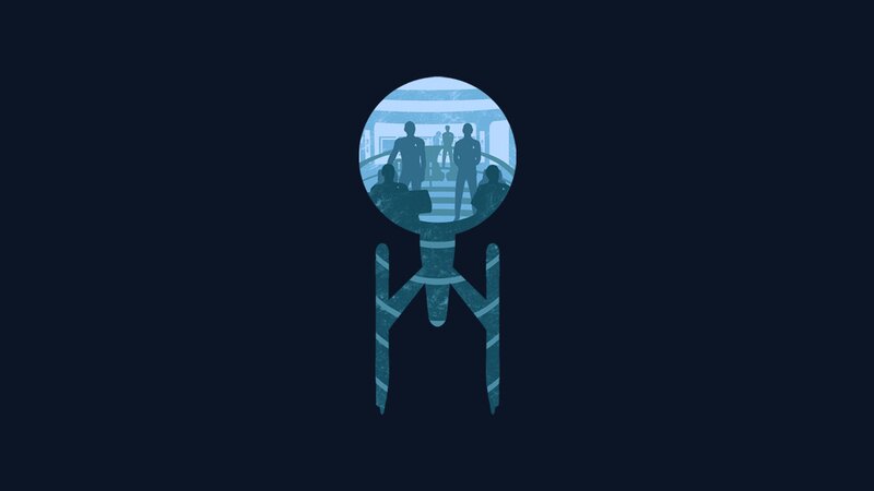 Starfleet insignia with crew