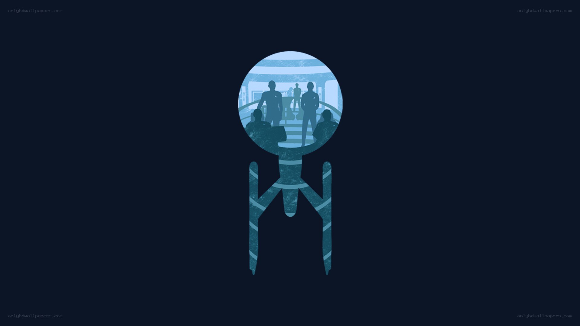 Starfleet insignia with crew