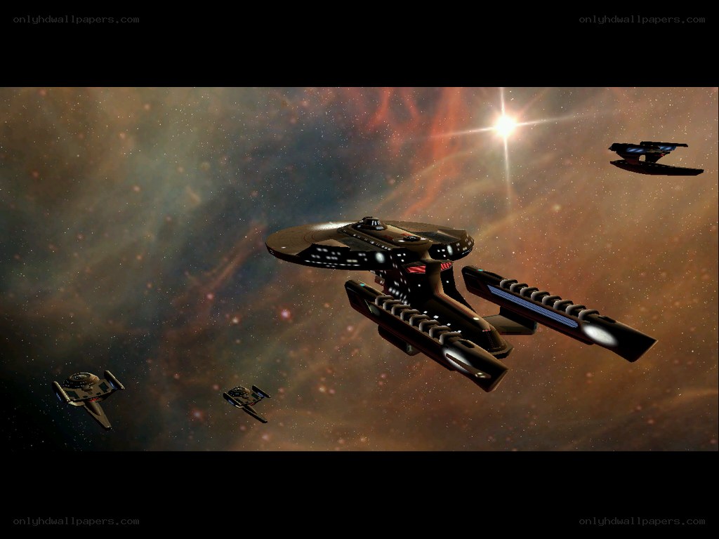Starfleet ships in nebula