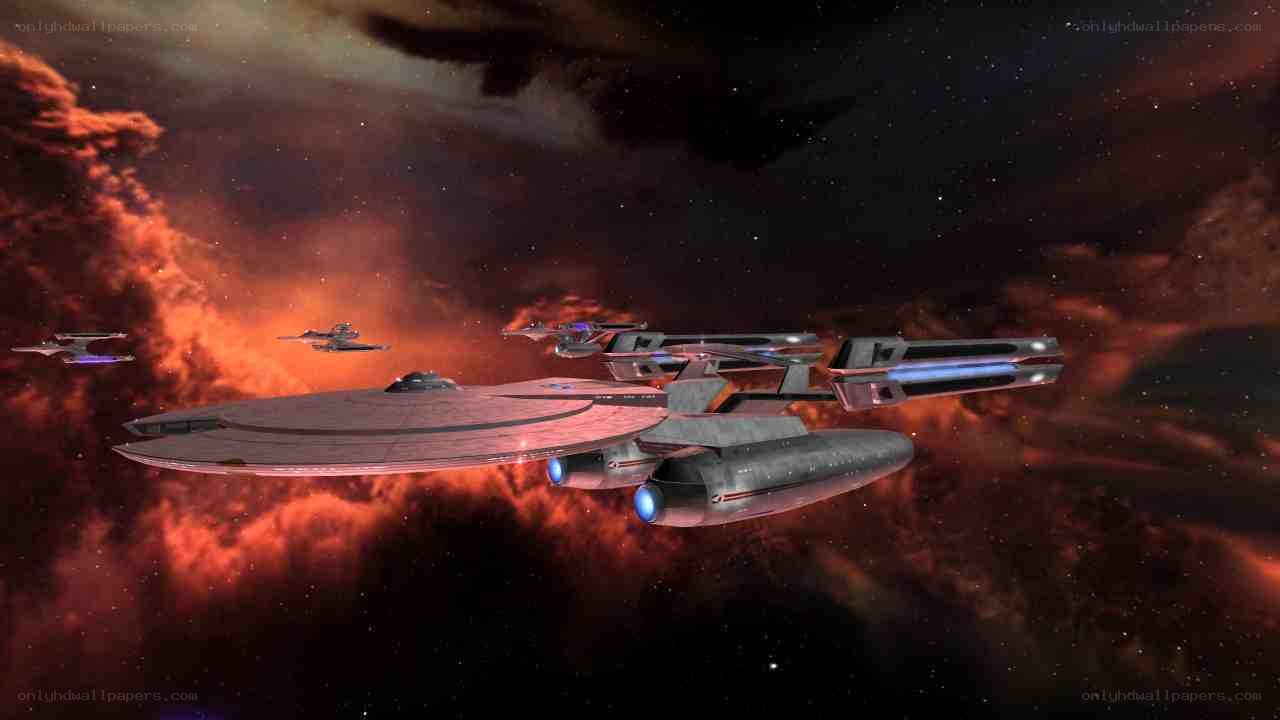 Starfleet ships in nebula