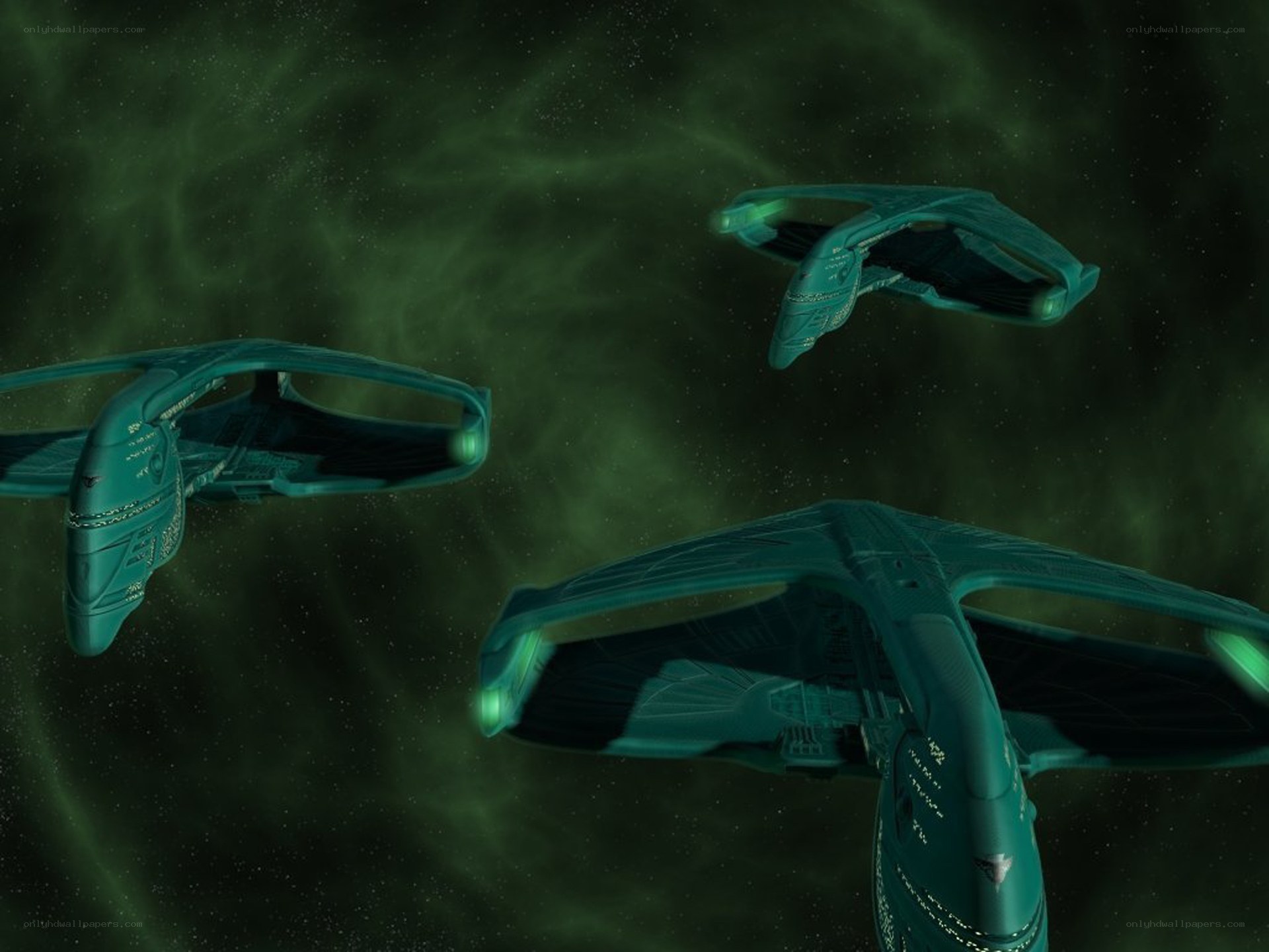 Starfleet ships in nebula