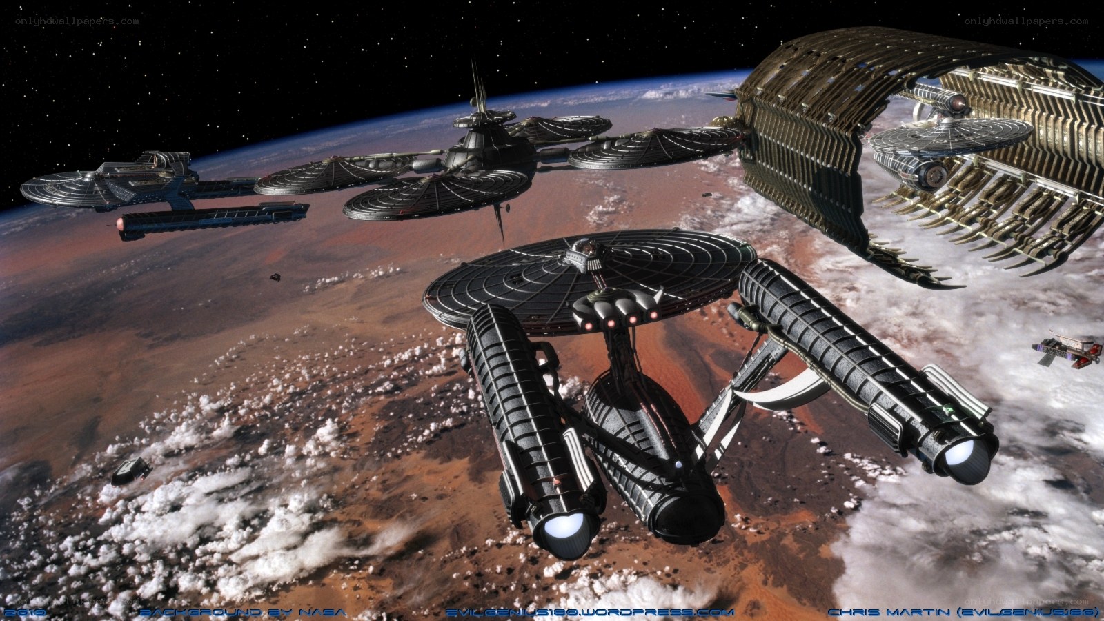 Starfleet ships in orbit