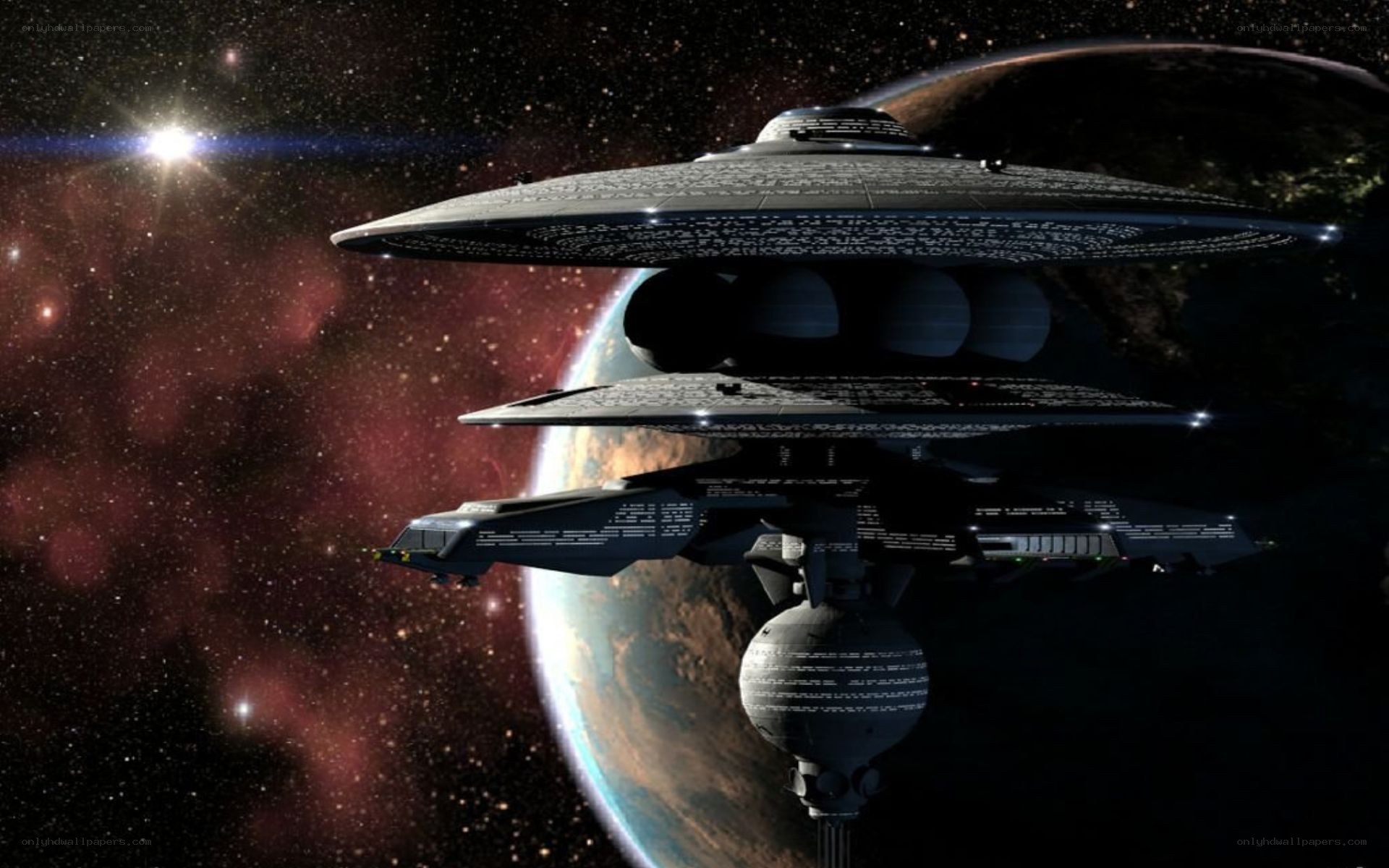Starfleet ships in orbit
