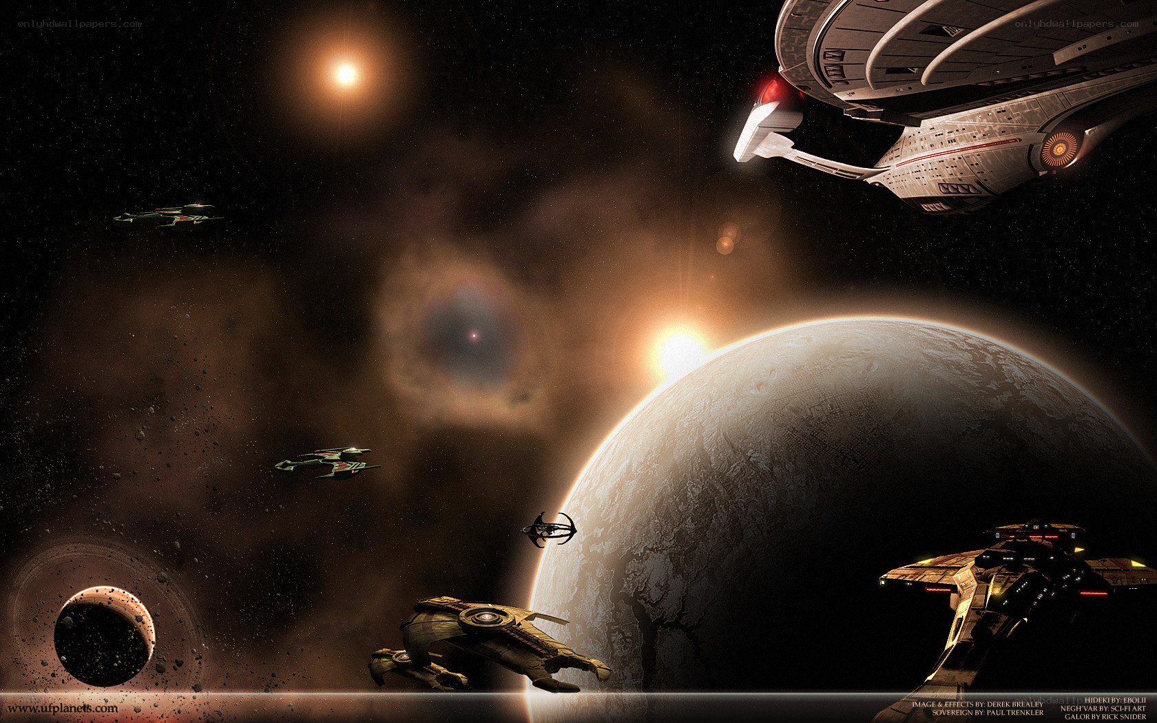 Starfleet ships in space