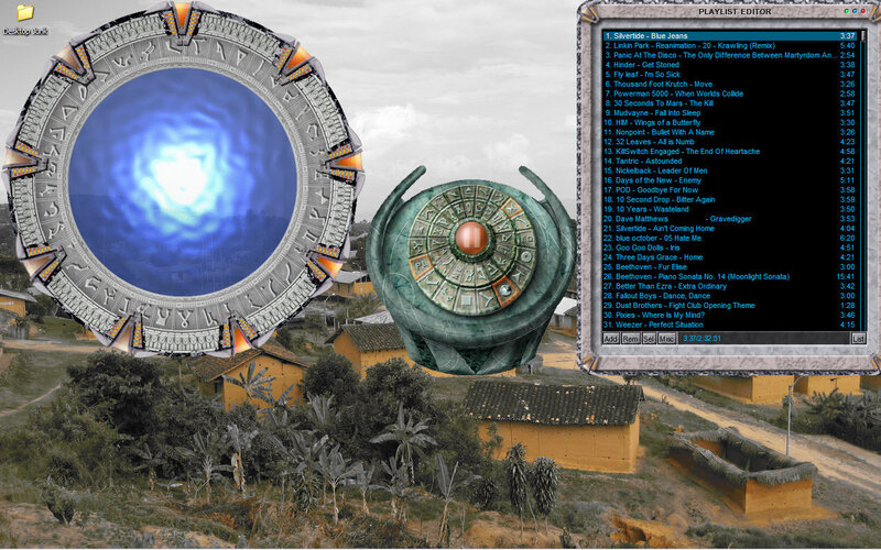 Stargate and music playlist on desktop