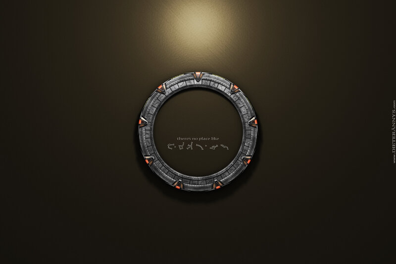 Stargate ring on dark wall