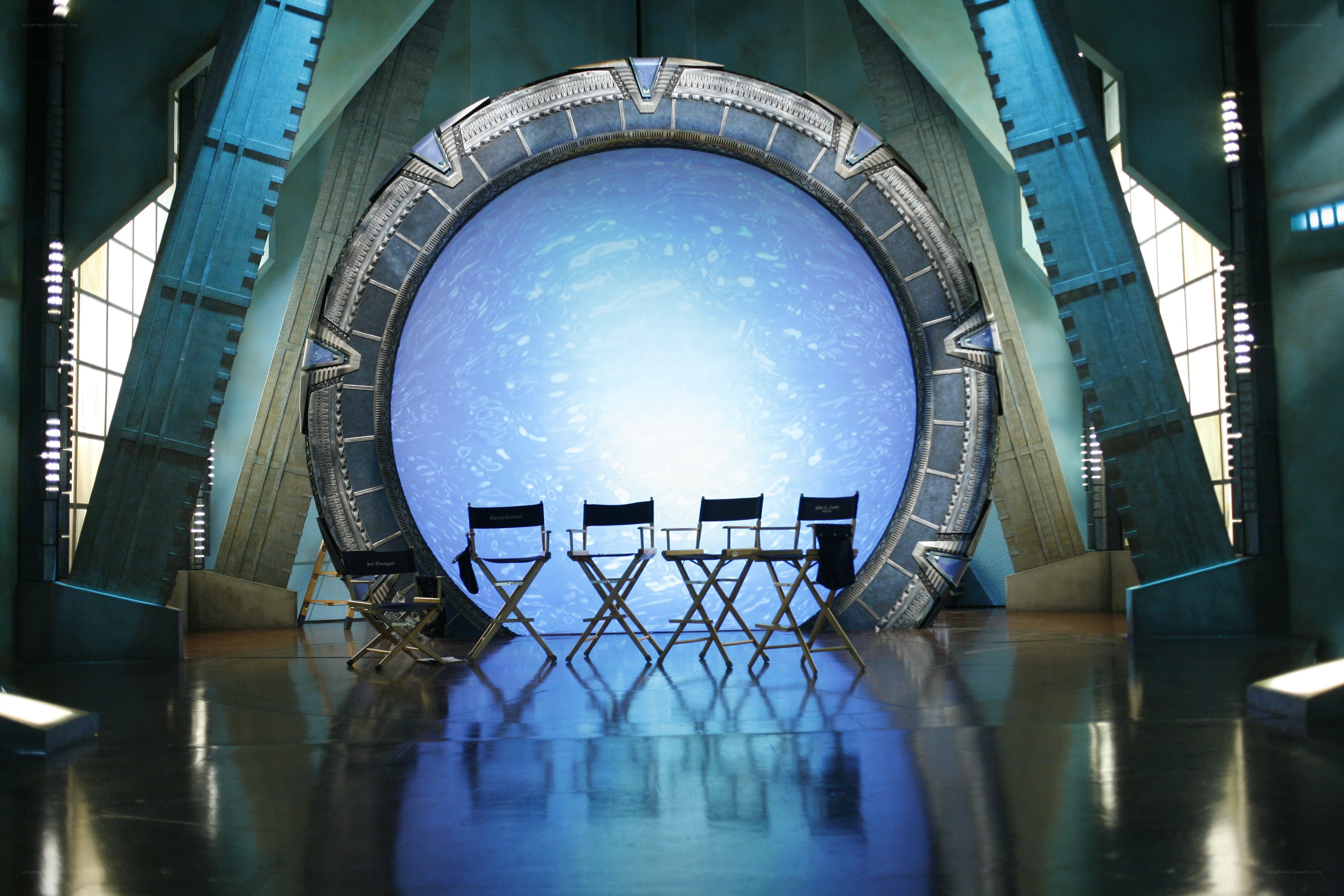 Stargate set with director chairs