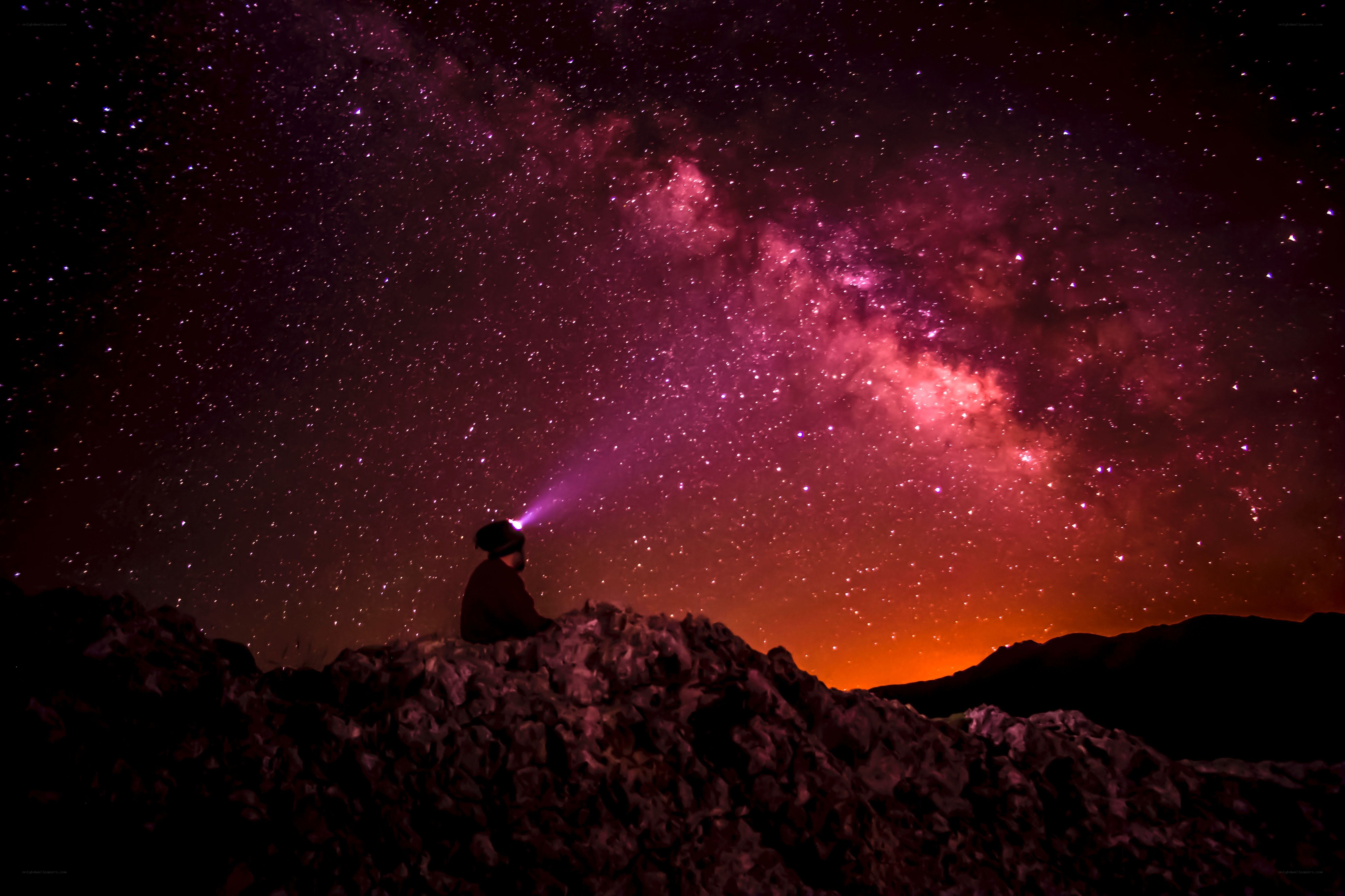 Stargazer under the Milky Way
