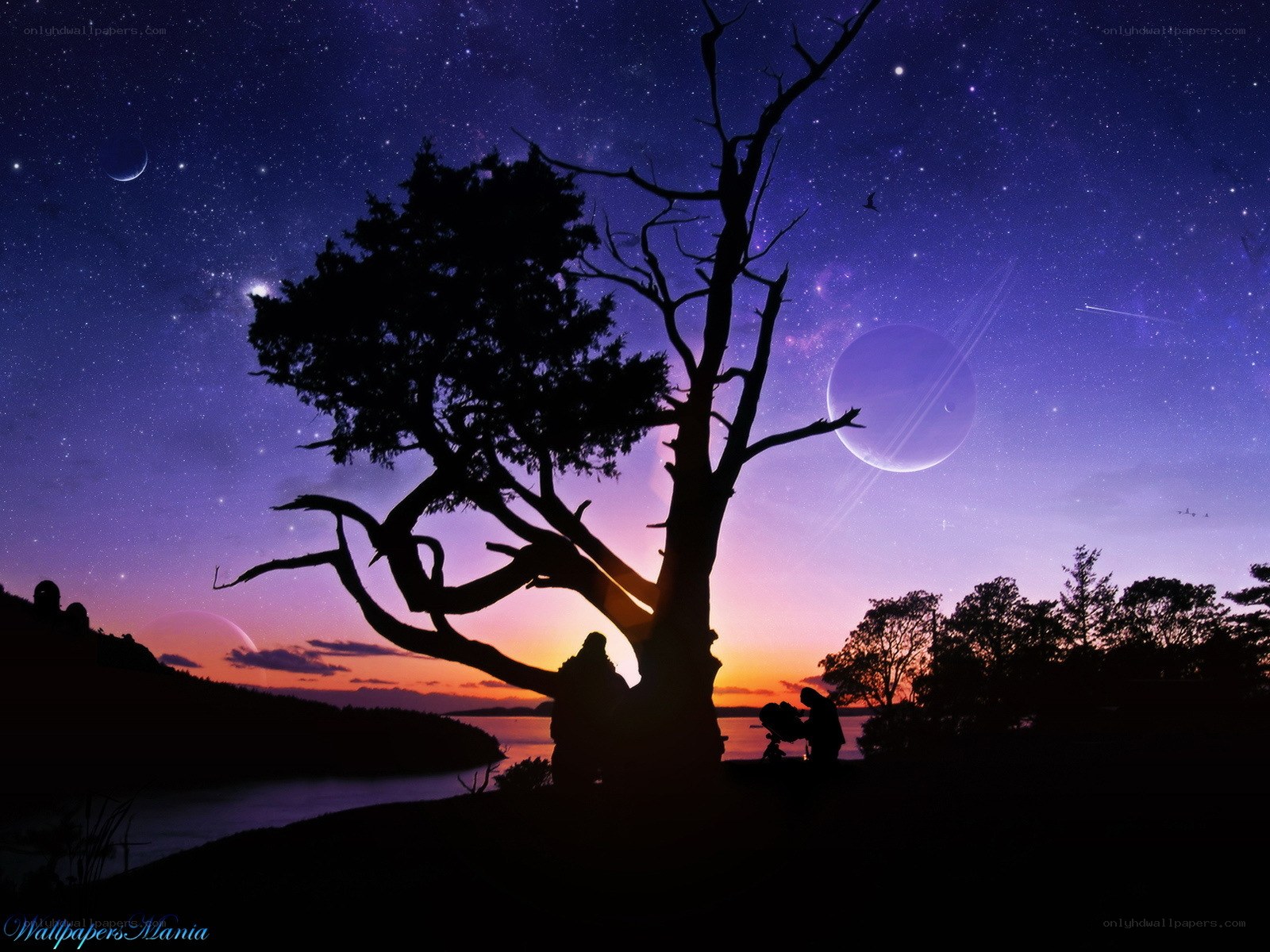 Stargazers under a cosmic sky