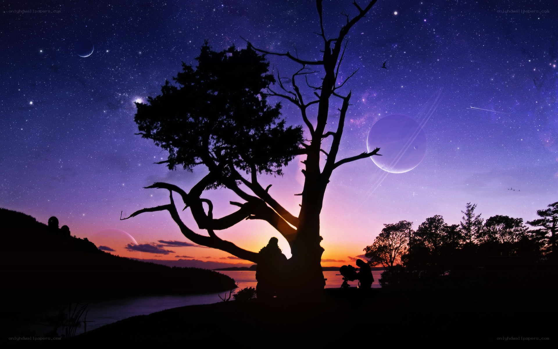 Stargazers under a cosmic sky