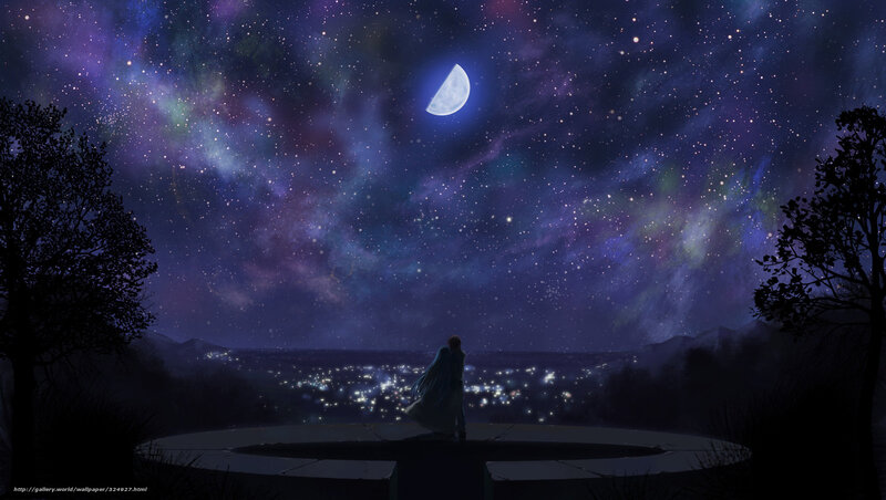 Stargazing on a moonlit night