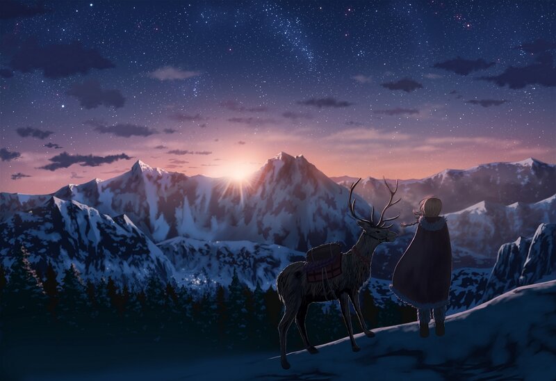 Stargazing on a snowy mountain