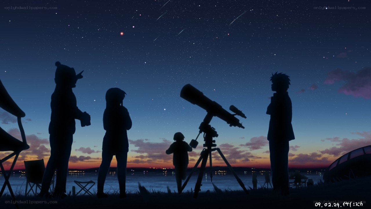 Stargazing silhouettes at dusk