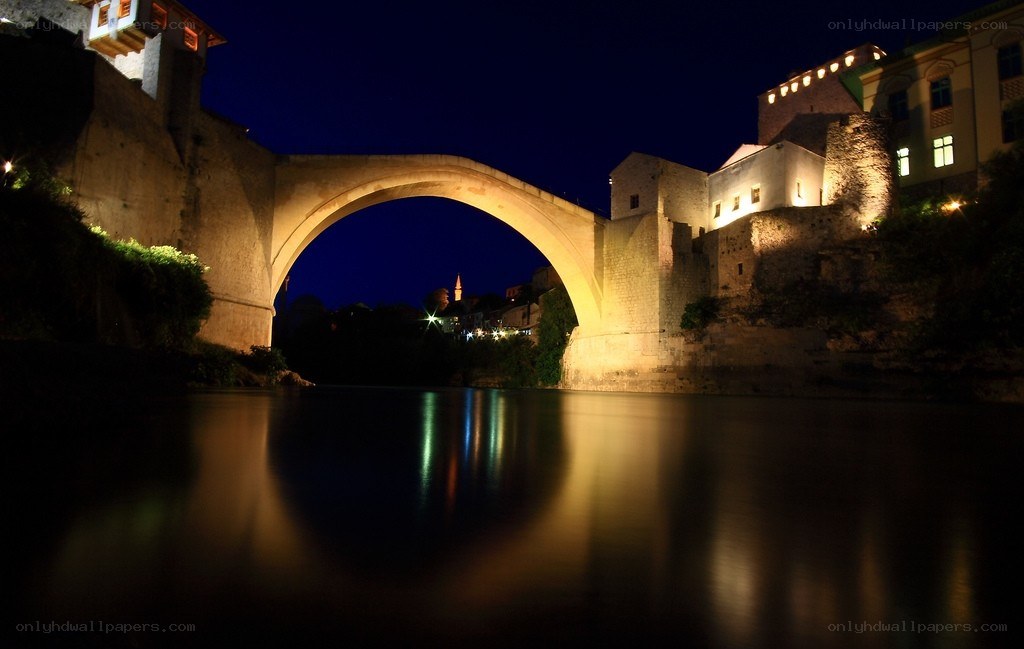 Stari most at night