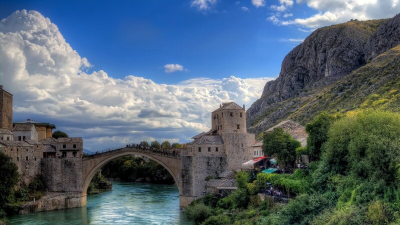 Stari Most Bridge — Blue, Dramatic, Afternoon, Photograph