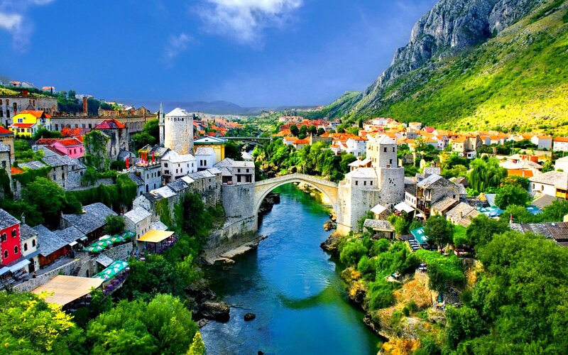Stari Most Bridge — Blue, Serene, Afternoon