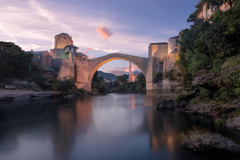 Stari Most Bridge — Blue, Serene, Sunset