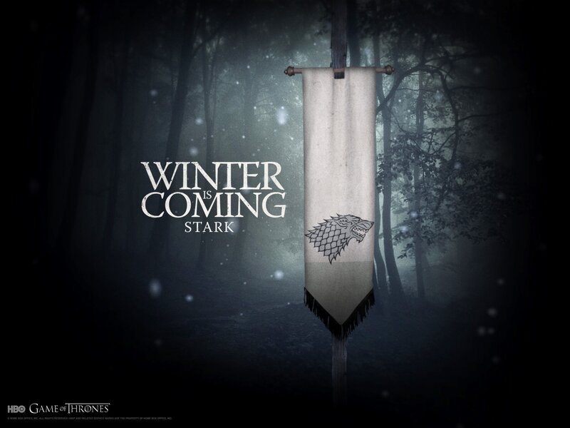 Stark Banner in Forest — Black, Dramatic, Winter