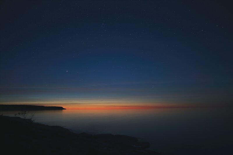 Starlit Lake at Dusk — Blue