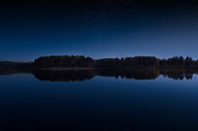 Starlit Lake at Night — Blue, Serene