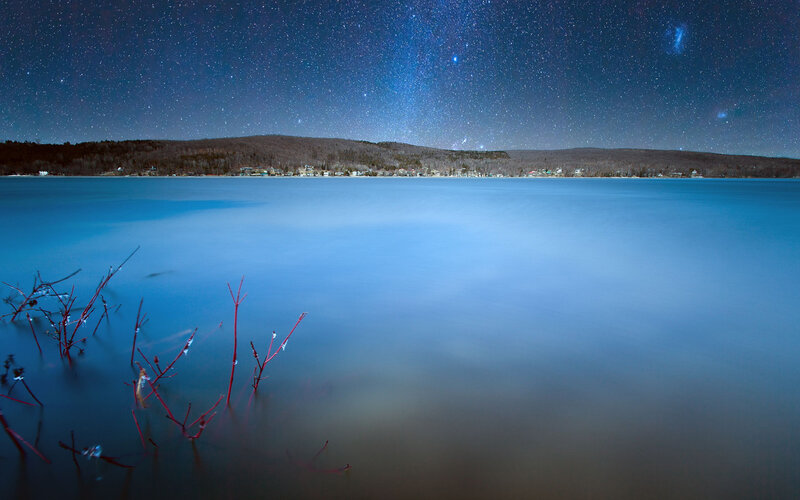 Starlit Lake at Night — Blue