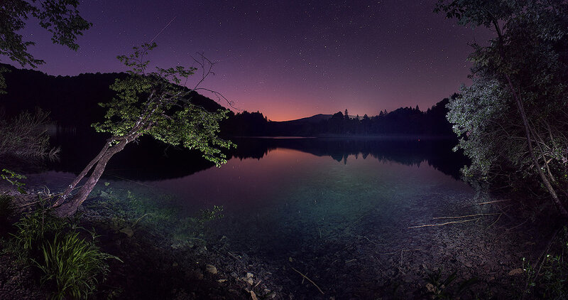 Starlit Lake at Night — Purple