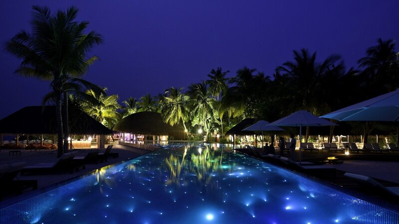 Starlit Pool at Night
