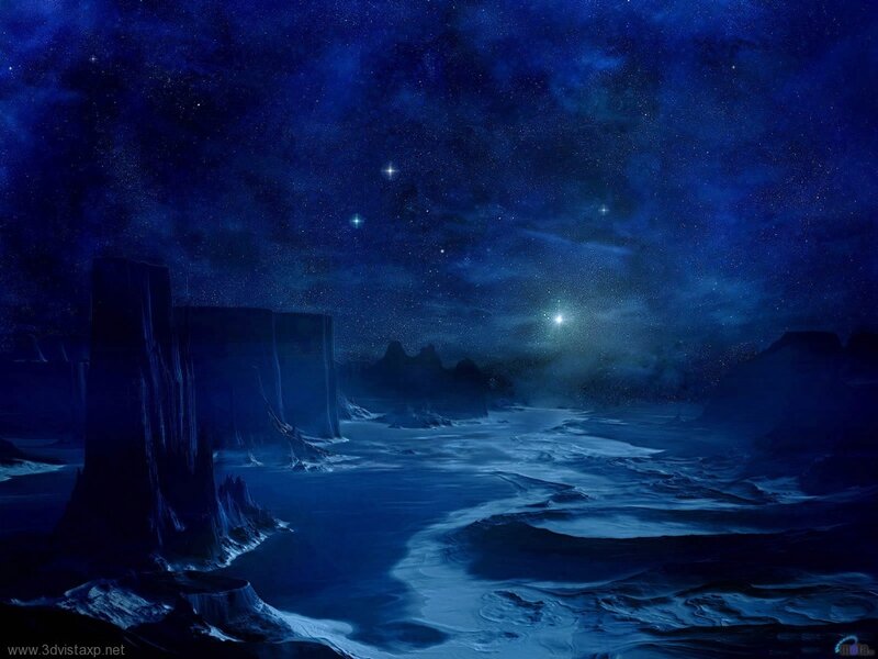 Starry night on alien landscape