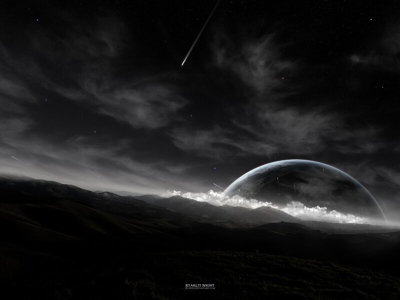 Starry night on alien planet