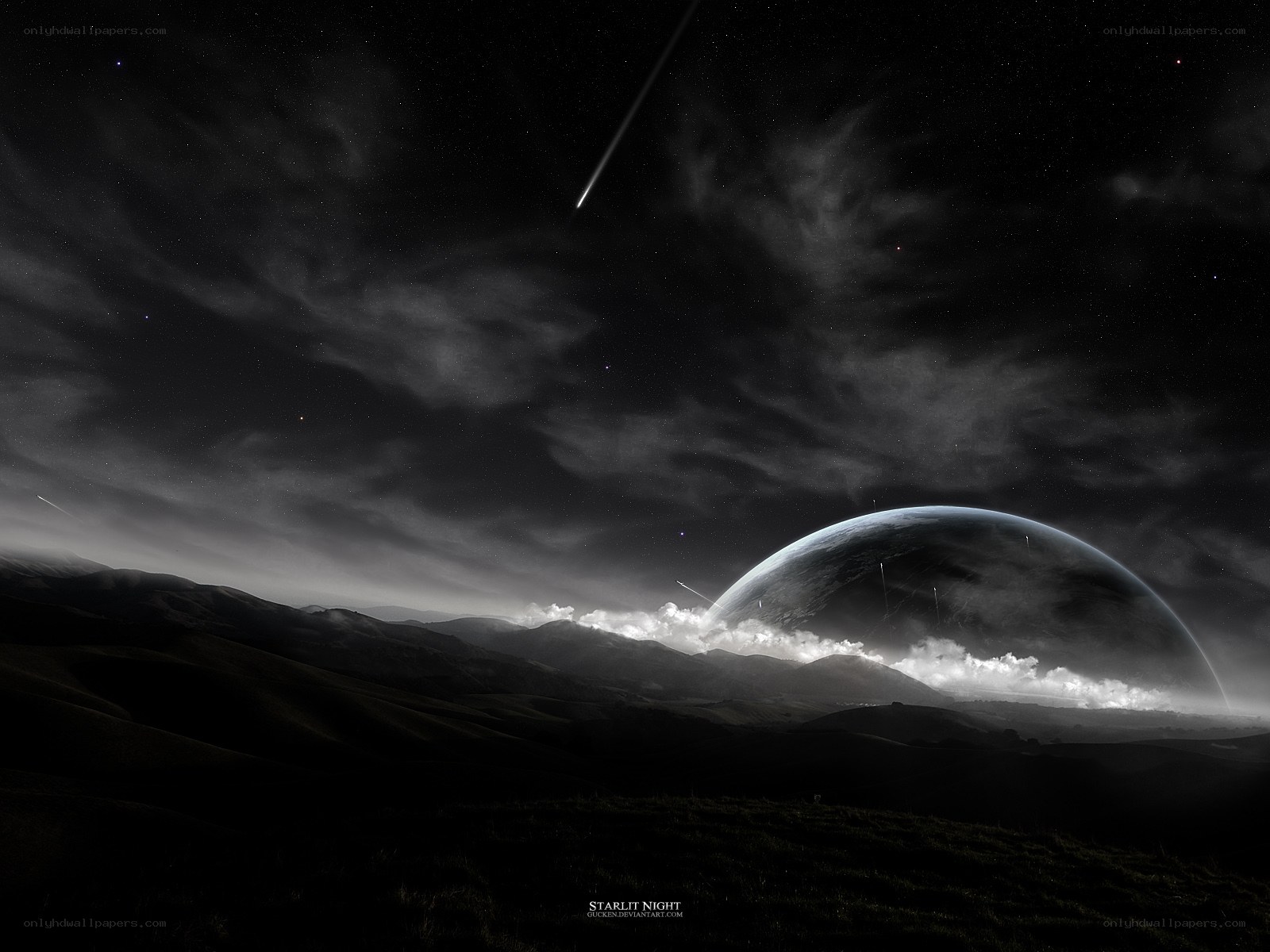 Starry night on alien planet