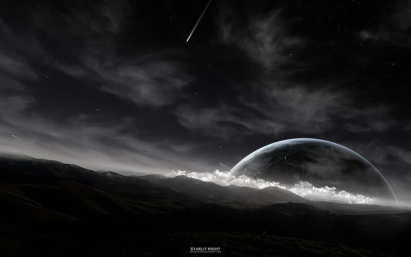 Starry night on alien planet