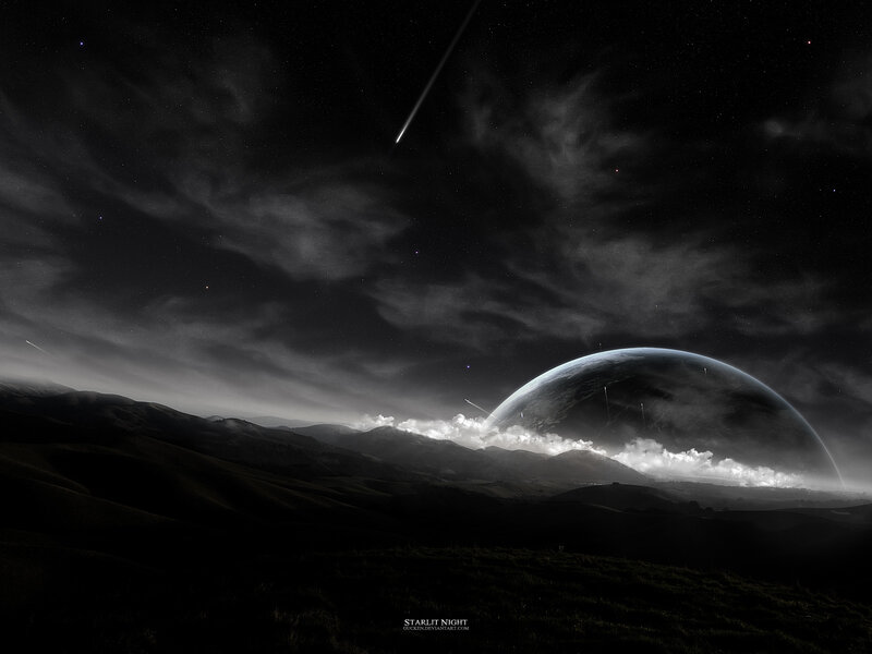 Starry night on alien world