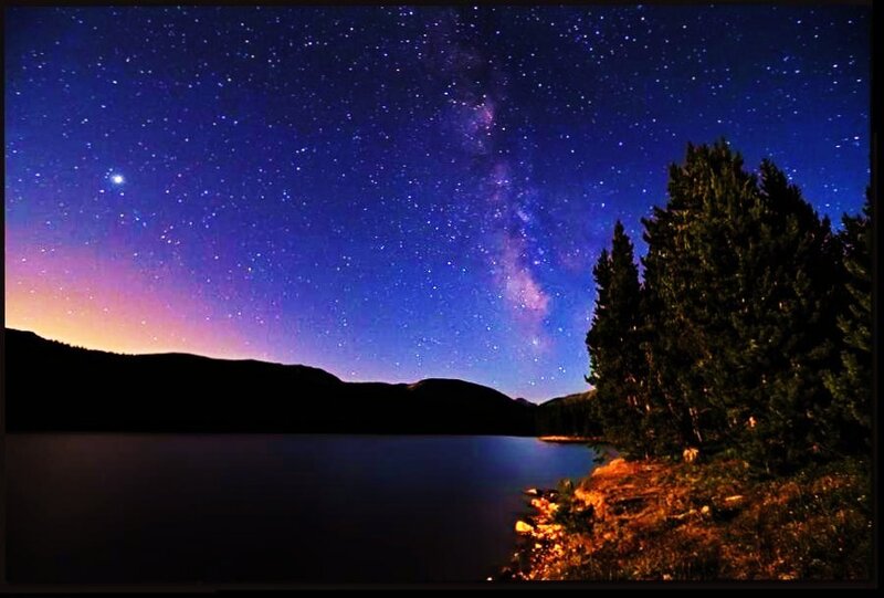 Starry night over a lake