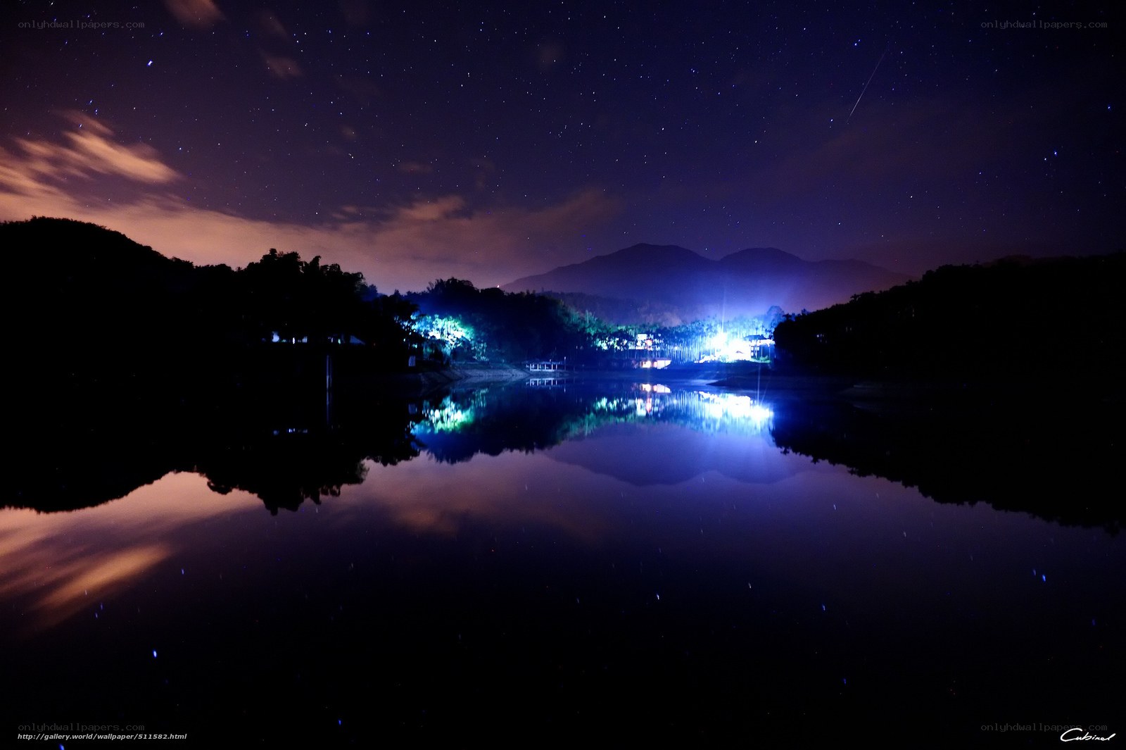 Starry night over a lake