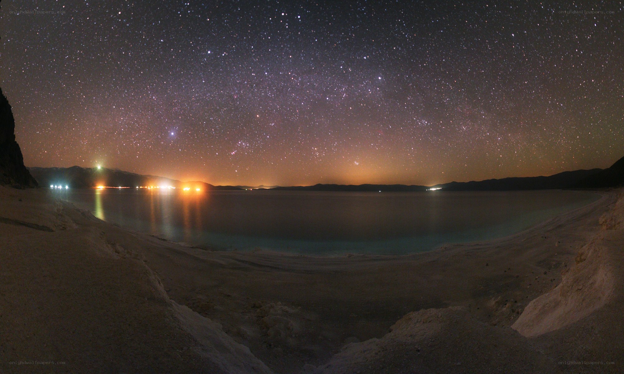 Starry night over a lake