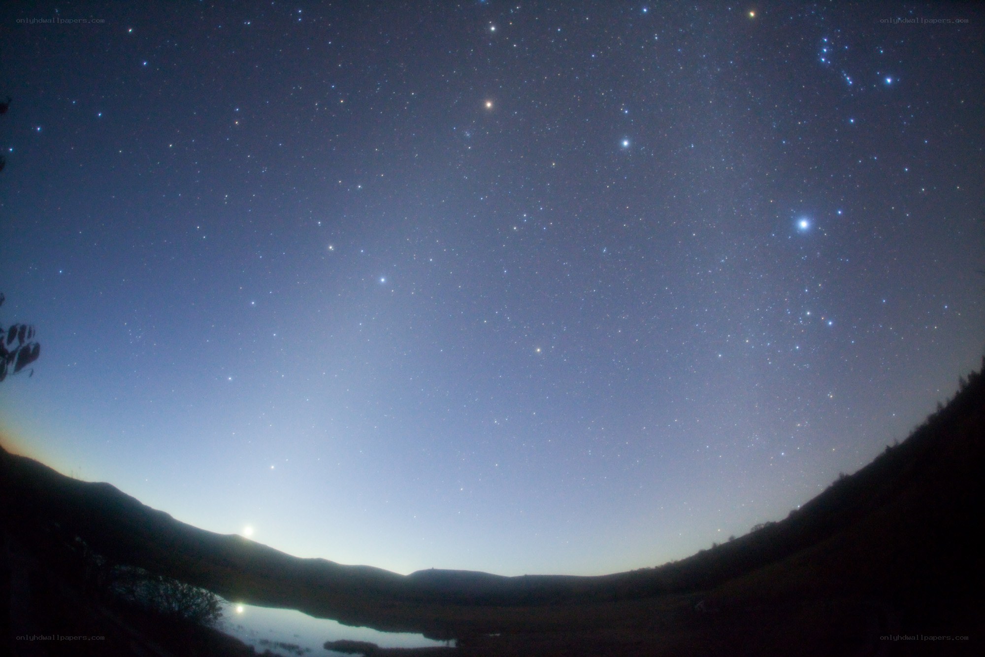 Starry night over a lake