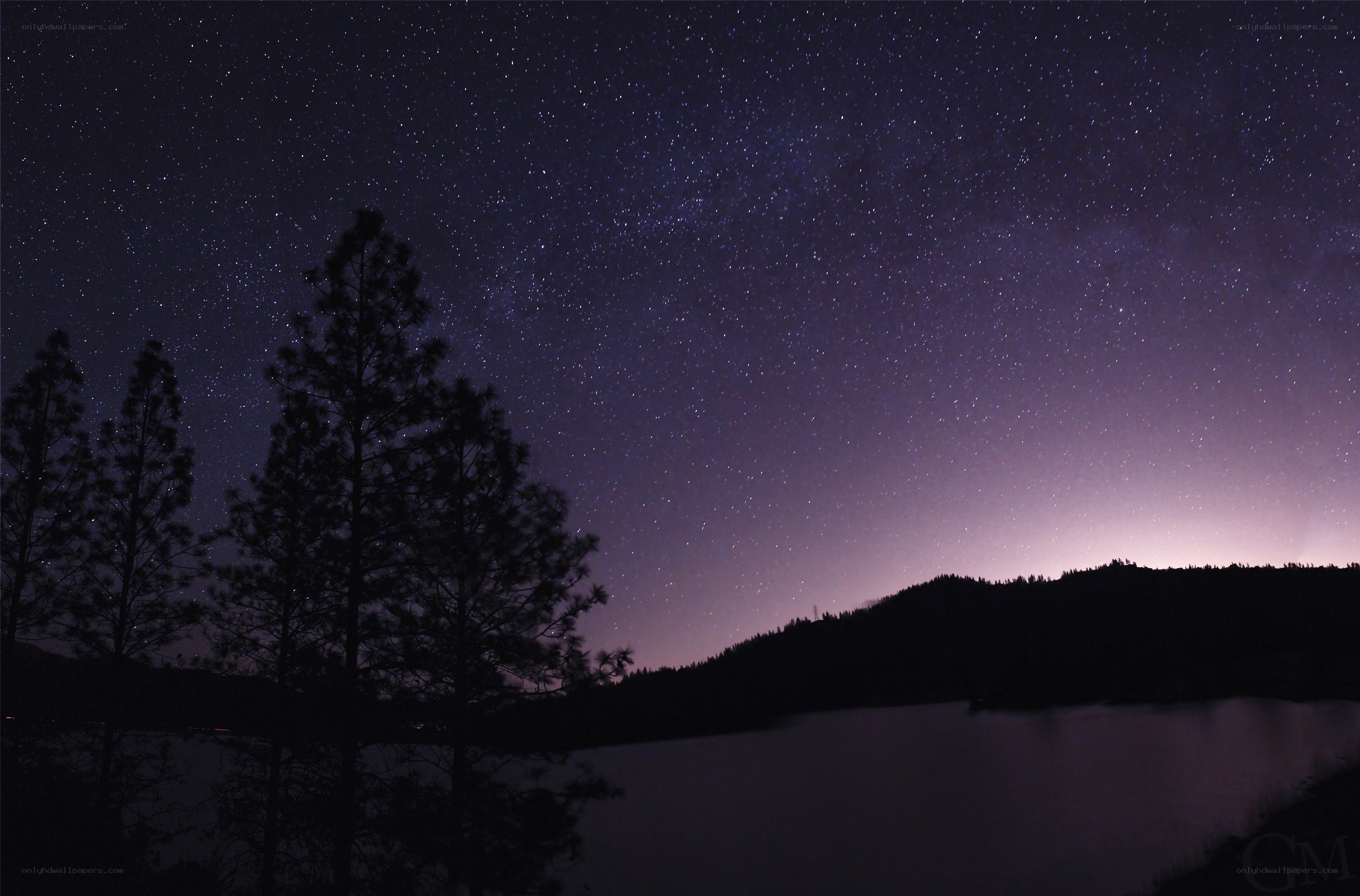 Starry night over a lake