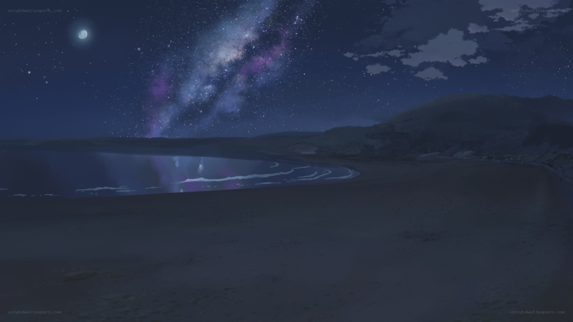 Starry night over a quiet beach
