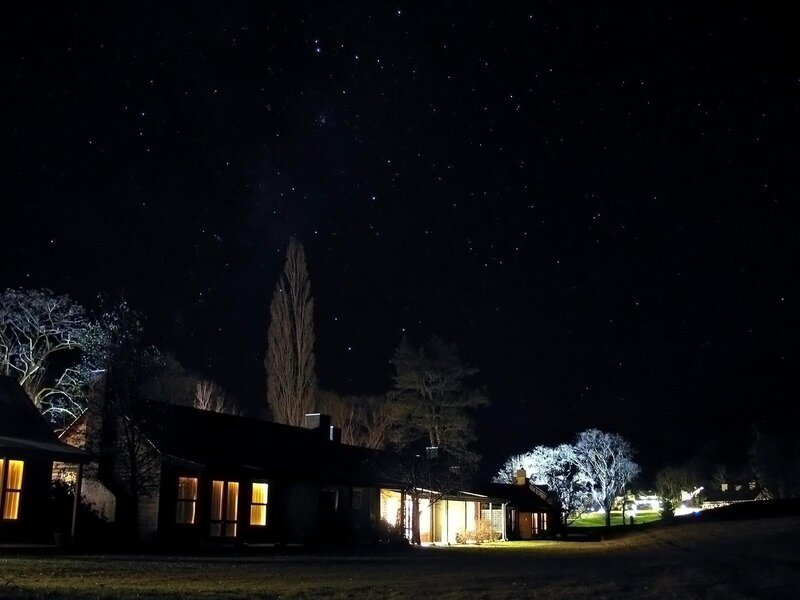 Starry night over a quiet house