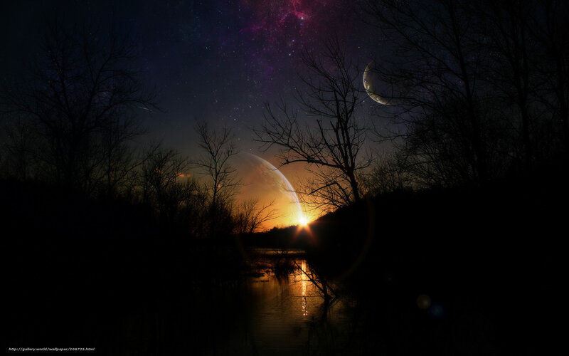 Starry night over a river