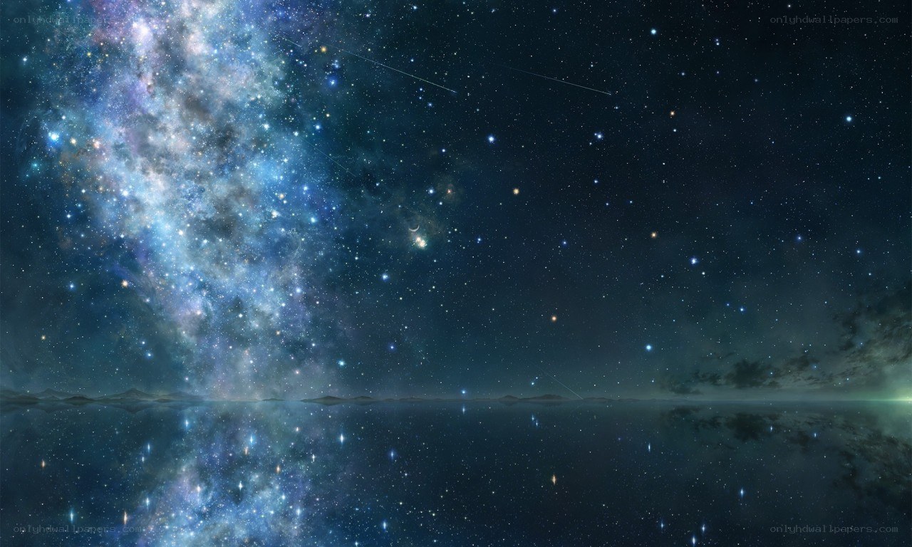 Starry night over calm water