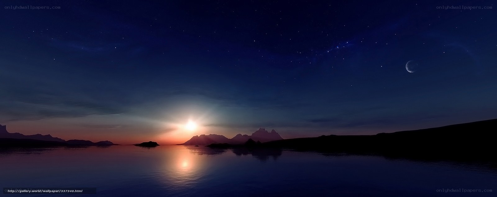 Starry night over calm waters
