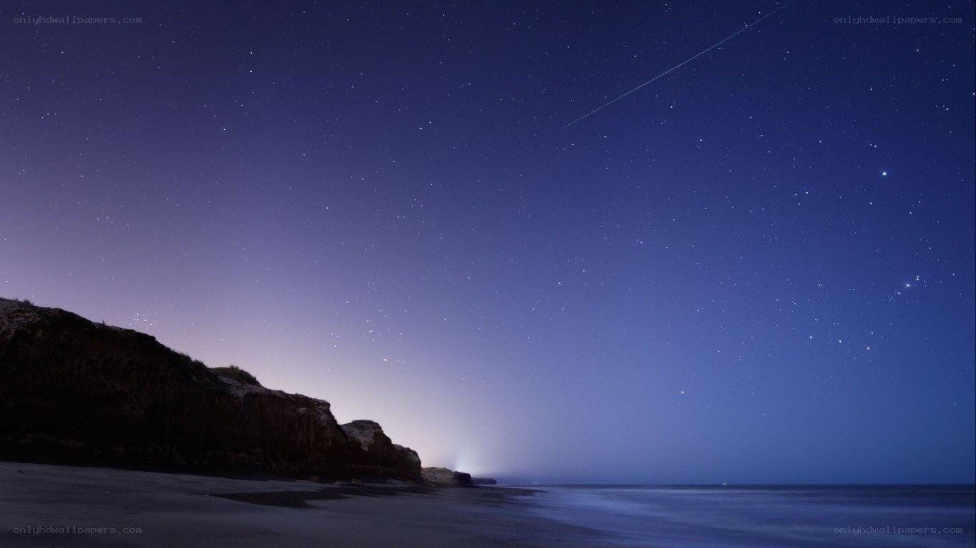 Starry night over coastal cliffs