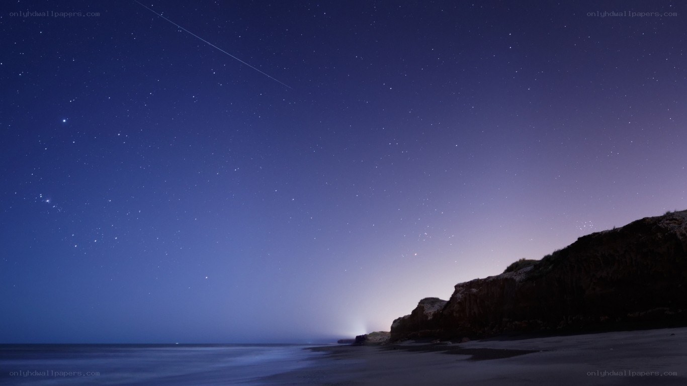Starry night over coastal cliffs