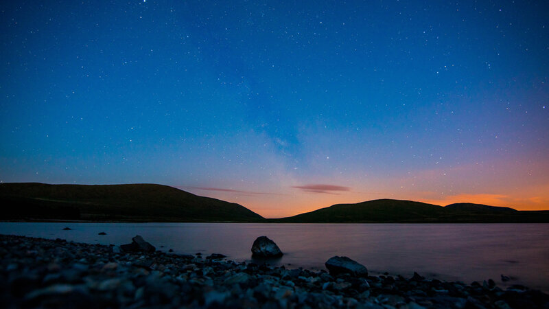 Starry Night over Lake — Blue, Serene