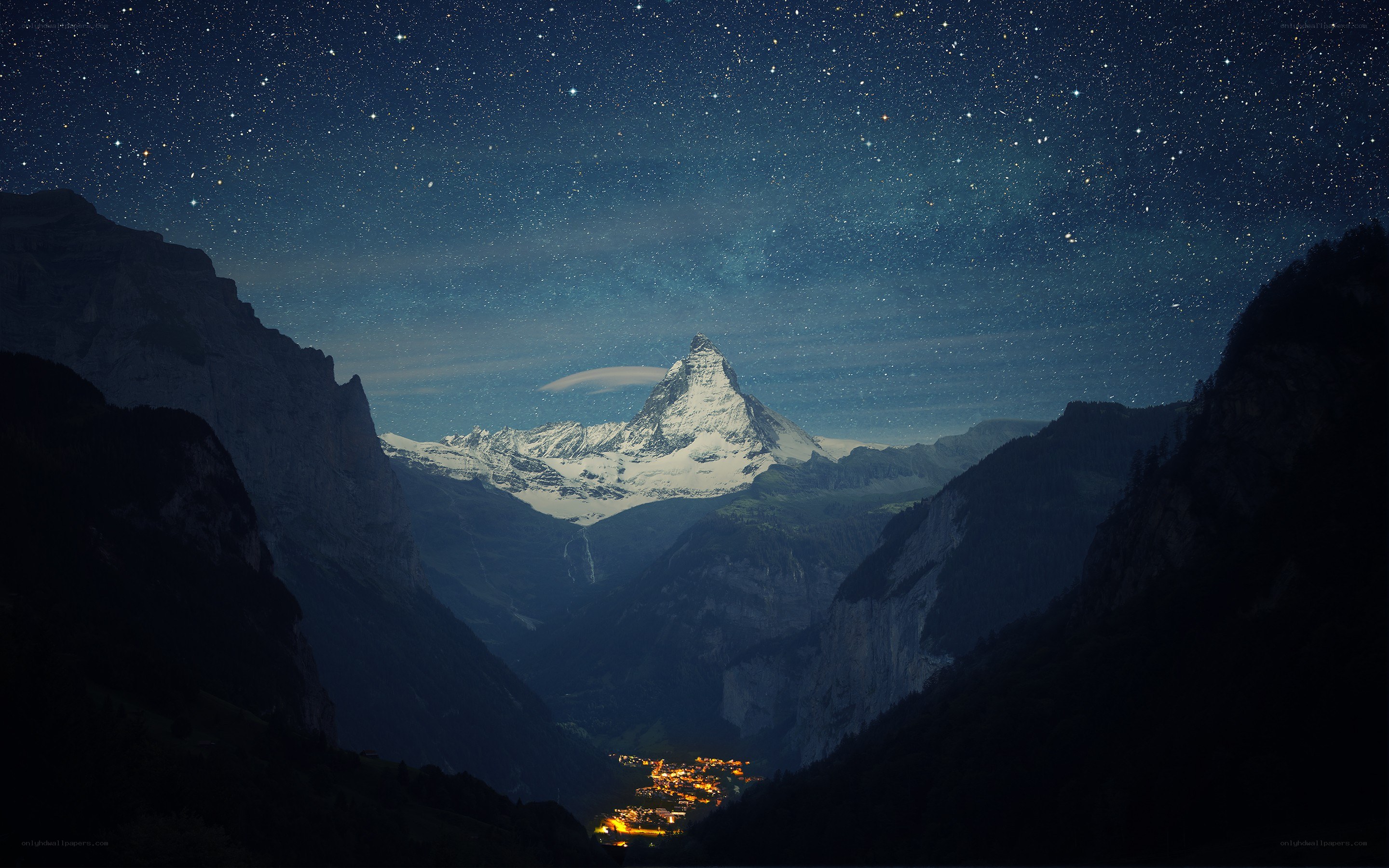 Starry night over Matterhorn