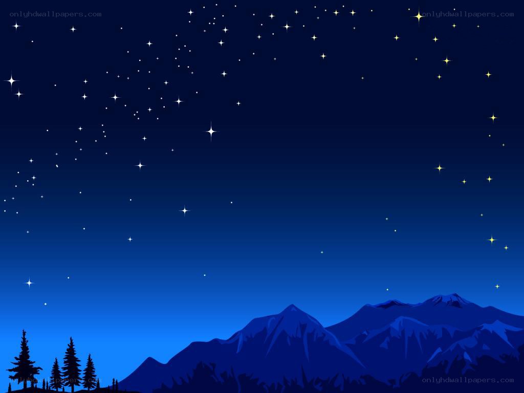 Starry night over mountains